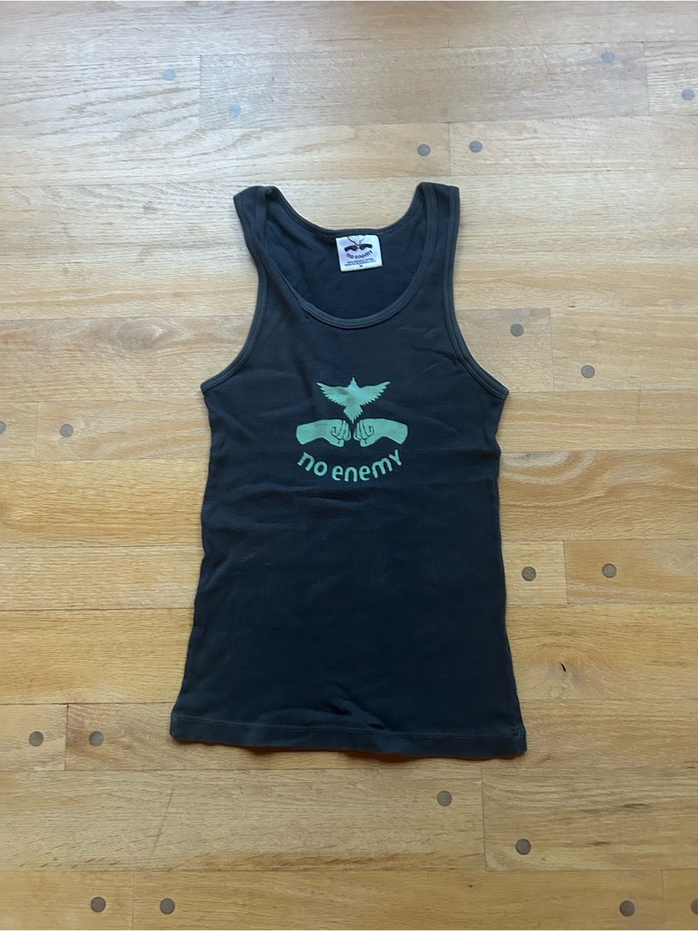 No Enemy Graphic Ribbed Tank Top - Black